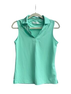 Pebble Beach Sleeveless Polo Tank Top - Mint Green Size M